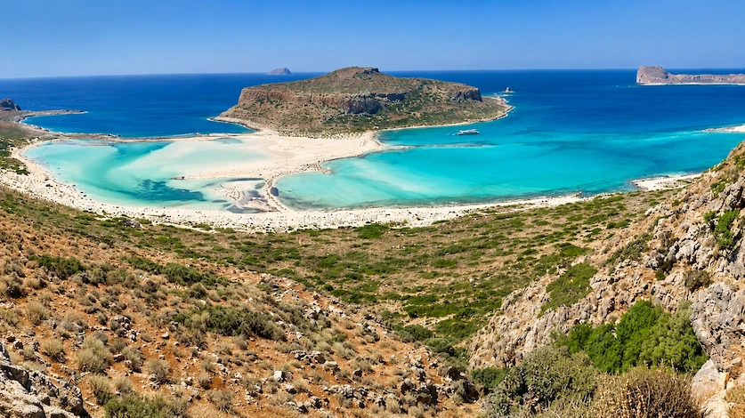 Panoramic view of Balos Lagoon and Gramvousa island in Chania