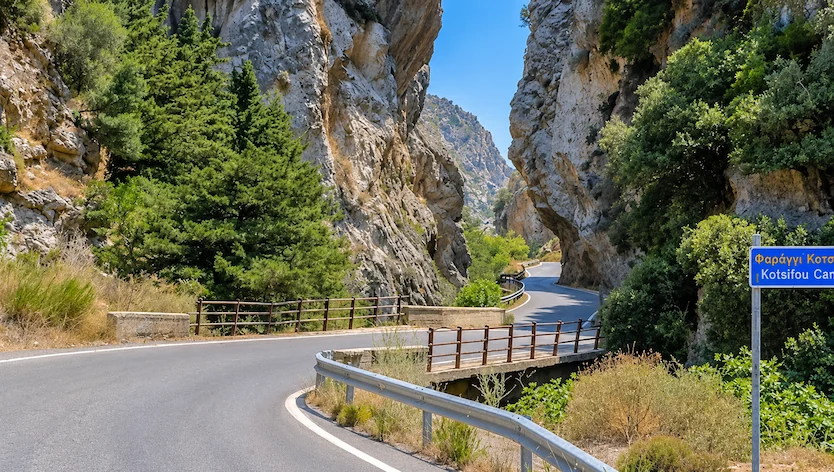 Narrow cliffs of Kotsifou Gorge leading toward Plakias