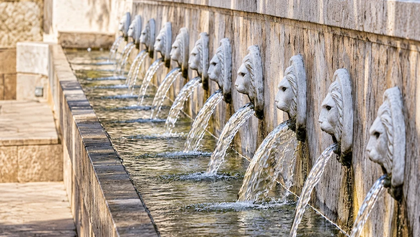 Venetian Lion Fountains in Kefalovrysi Square Spili