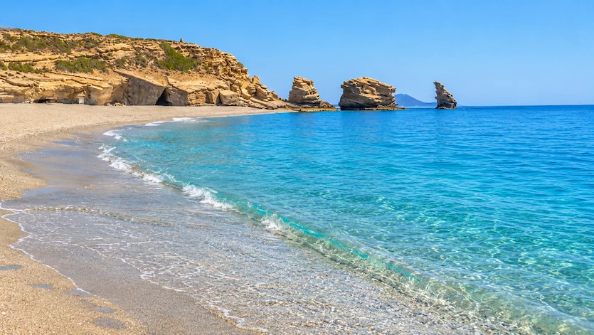Triopetra Beach rock formations and Agios Pavlos sand dunes