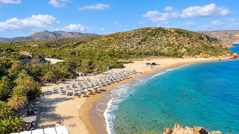 Vai exotic palm forest beach in Lasithi Crete