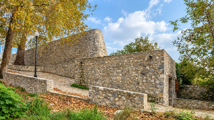 Restored Venetian Watermills along the river stream in Spili